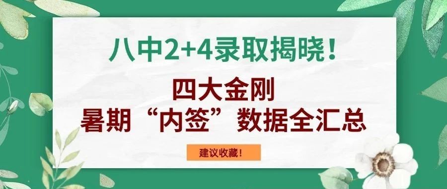八中2+4录取揭晓！四大金刚暑期“内签”数据全汇总